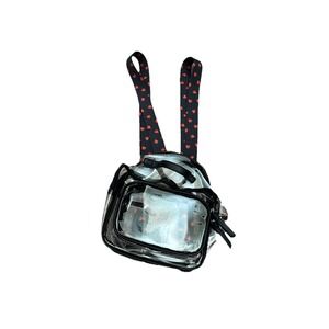 Clear Mini Black Backpack, Exterior Pocket, for stadium concerts Festivals